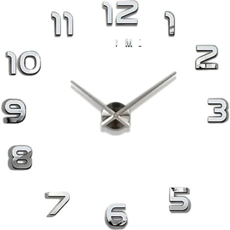 Reloj de pared, diseño 3D, material acrílico, plateado. (1/2)