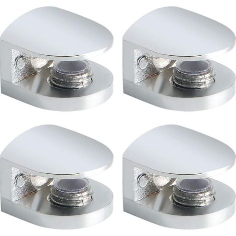 Verstellbare Glasregalhalterungen (5-8 mm), Wandmontierte Glasregalträger mit Schrauben aus Zinklegierung, polierte Chromoberfläche, 4 Stück