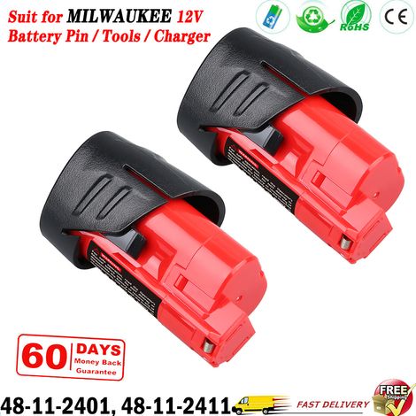 2 Stück M12 3,5 Ah Li-on-Akku, Ersatz für Milwaukee 12 V Akku, kompatibel mit Akku-Elektrowerkzeugen 48-11-2411 48-11-2440 (1/5)