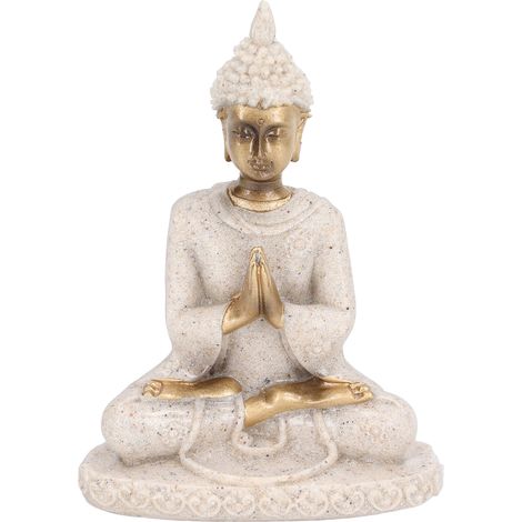 Statue Bouddha résine dorée, décoration maison petit Bouddha assis, ornement entrée 8138 (1/5)