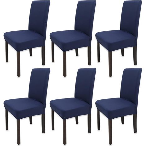 6 Pièces Housse de Chaise de Salle à Manger Élastique, Bleu Marin (1/5)