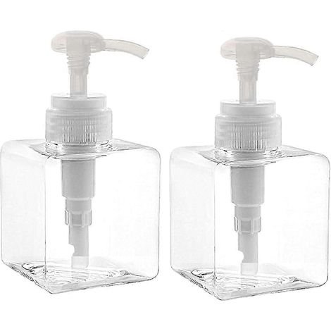 Filiyano-Lot de 2 flacons pompe vides de 250 ml/8,5 oz, rechargeables en plastique, pour lotion, shampoing et gel douche (transparents). (1/5)