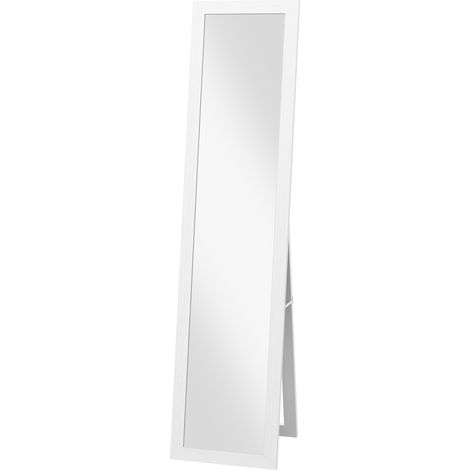 Miroir sur Pied avec Cadre en MDF avec Pieds et Crochets, Miroir Moderne pour Utilisation Murale, 37x40x155 cm, Blanc et Transparent (1/5)