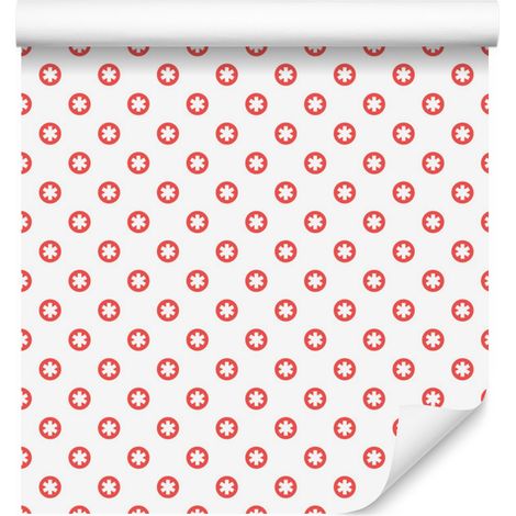 Papier peint à petits motifs de Noël blancs et corail pour salon et chambre 50x1000 (1/5)