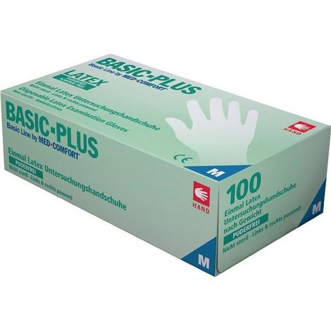 AMPri 100x Guantes Desechables Basic Plus Talla M Beige Claro Látex - 01039-M (1/4)
