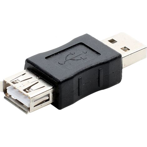 Adaptador USB 2.0 hembra a USB Macho Tipo A  Negro (1/4)
