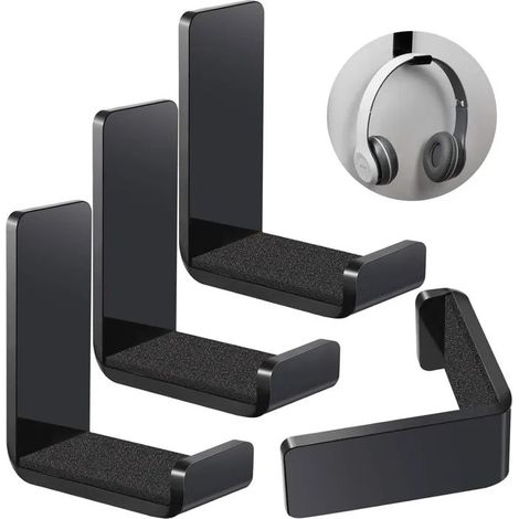 RisingFF Lot de 4 supports pour casque, crochets pour casque, supports muraux pour casque avec colles adhésives (1/5)
