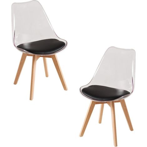 Packs Sillas Comedor - Pack 2 Sillas Synk Transparente Asiento - Negro (1/5)