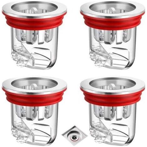 4-teiliges Geruchsneutralisierungsventil, transparenter geruchsneutralisierender Duschbodenablauf für Waschmaschine, Abflusslöcher, Badezimmer und Küchen (1/5)