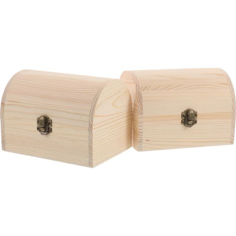 2-Piece Beige Arched Wooden Jewelry Box, Decorative Chest (1/5)