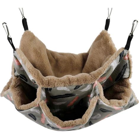 Hamster Hamac, Lit Hamac Mezzanine Trois Couches pour Petit Compagnie, Sac Couchage Suspendu Chaud en Peluche AccessoireCage pour Hamster/Furet/Écureuils/Chinchillas