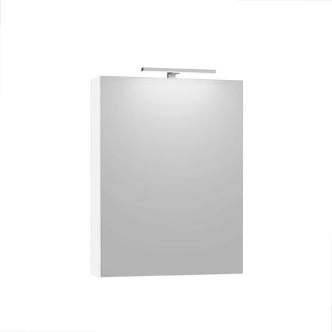 Meuble vestiaire avec miroir, armoire d'appoint de salle de bain multifonction, option avec ou sans lumière LED, meuble mural facile à installer, armoire montée, finition blanche, vestiaire LED (1/5)