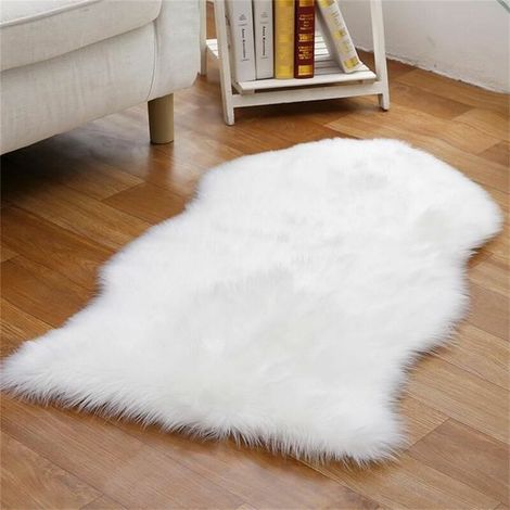 Tapis Salon Ou Chambre Tapis Chambre D Enfant Mouton Art Tapis Imitation Environ 60 X 90 Cm Tapis Couverture De Fourrure Fausse Blanc (1/5)
