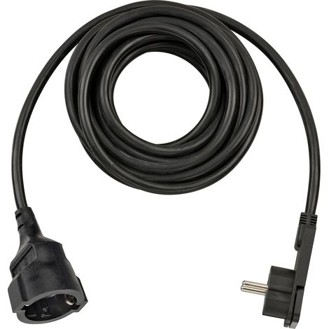 Schutzkontaktverlängerung mit Winkel-Flachstecker H05VV-F3x1,5 schwarz 5m (1/5)
