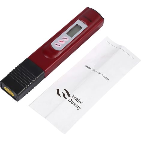 Penna digitale LCD per il test della qualità dell'acqua, misura TDS 0-9999 ppm e temperatura, rossa (1/5)