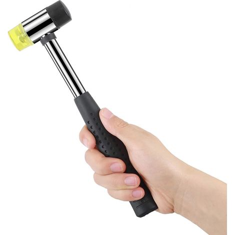 MINKUROW Martillo de goma de doble cara de 25 mm con mango de goma antideslizante, martillo de goma de cabeza redonda desmontable para madera, plástico, cuero, joyería, manualidades (1/5)
