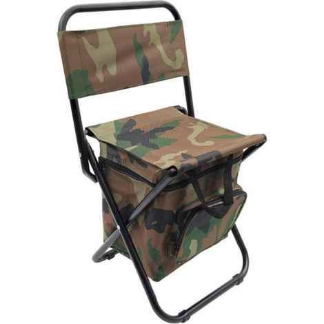 Chaise de camping pliante avec sac isotherme, Chaise de pêche légère, Siège pliable compact avec dossier et poignée, Pour camping (1/3)