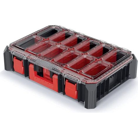 Kistenberg KXBB5540S X-Block Organizer per Piccoli Oggetti con Coperchio Trasparente e 11 Divisori colore Nero