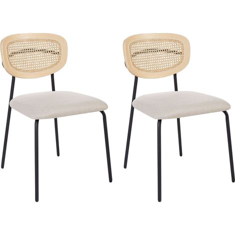 Esszimmerstuhl 2er Set MAYETTA Rattan Hellbeige