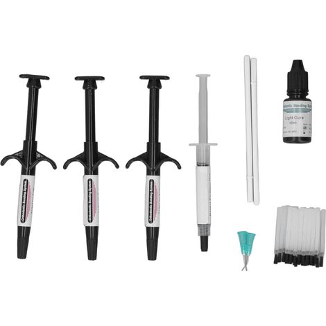 Kit adhésif dentaire seringue photopolymérisable haute résistance, noir, pour collage orthodontique orthodontie, lot complet. (1/5)