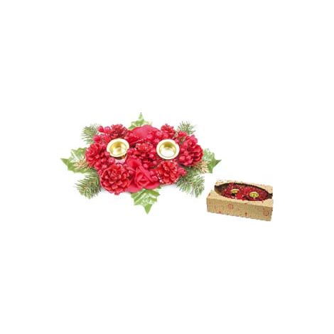 PORTA CANDELE A DUE POSTI COLORE ROSSO    I RE MAGI