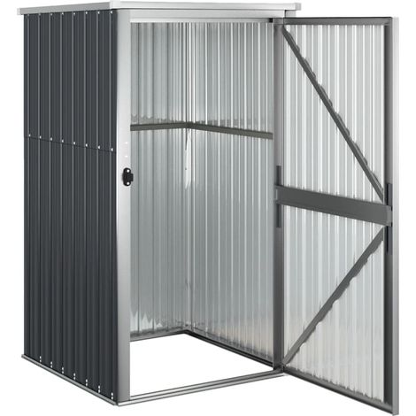 Gartenschuppen aus verzinktem Stahl, wetterfester Aufbewahrungsbox, Outdoor Lager für Garten & Terrasse, Werkzeug, Anthrazit, 88x89x161 cm