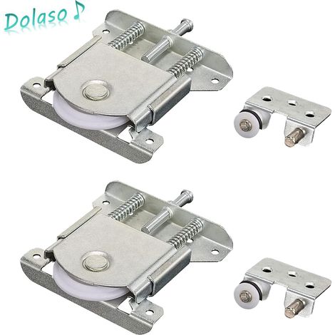 Dolaso – Roulette porte coulissante 2 paires – Roues en fer et nylon – Diamètre 4.2 cm – Pour armoires, placards et fenêtres (1/5)