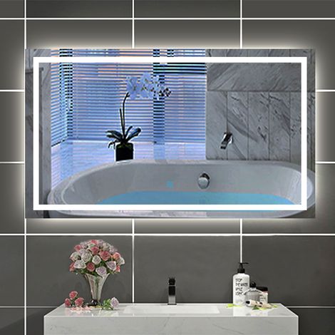 DUCHA CASA Espejo de baño con luz led,100 x 70 cm antinieble, luz blanca, brillo regulable, función de memoria agapada,apagado automático tras una hora de inactividad (1/5)