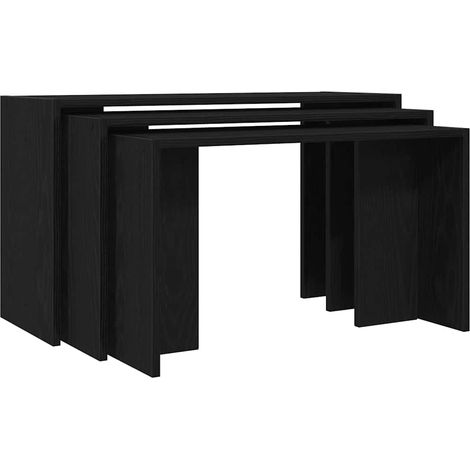 Tables gigognes 3 pcs noir bois d'ingénierie