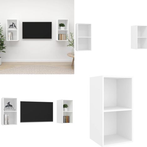 TV-Wandschränke 2 Stk. Weiß Holzwerkstoff - Wandregal - Holzwerkstoff (1/5)