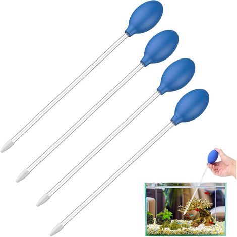 Lot de 4 pipettes en acrylique pour aquarium - 30 cm et 40 cm - Changeurs d'eau - Pour coraux, poissons, crevettes - Bleu (1/5)