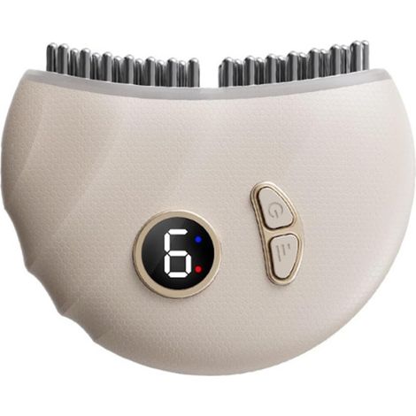 Masajeador de alivio con funciones de vibración y calor para el bruxismo (apretar y rechinar los dientes), masajeador recargable con pantalla digital. (1/3)