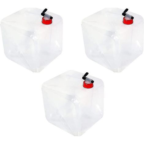 Bidon d'eau pliable, lot de 3 bidons de 10 litres avec robinet, bidon pliable, bidon d'eau potable avec poignée, sans BPA, idéal pour le camping et les activités de plein air. (1/5)