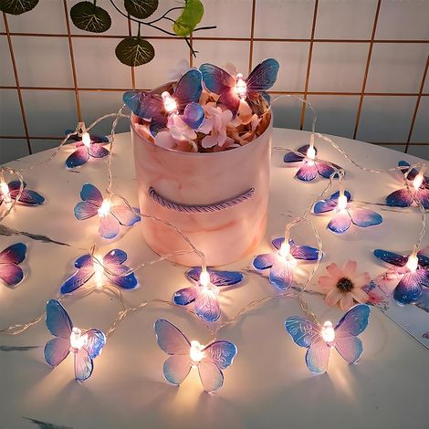 Lichterkette mit Schmetterlingsmotiv – Ideal für Weihnachten, Valentinstag, Halloween, Dekoration im Innen- und Außenbereich, Partys (4,5 m, 30 rosa LEDs) (1/5)