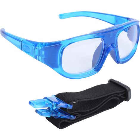 Lunettes de protection sportive en PC résistant aux chocs, monture amovible pour le basketball (bleu) (1/5)