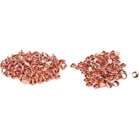 100 Pièces Clous Rivets Métal Rose Or Lustré Haute Dureté pour Maroquinerie DIY Ceintures 8x6mm (1/5)