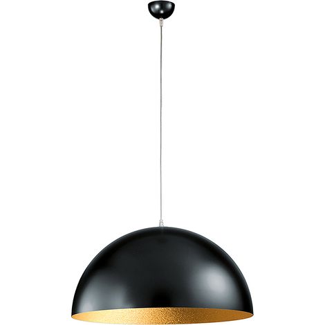 Suspension Ofu Semisphere En Métal Noir/Or Satiné E27 Ip20 - Lustre À Suspension Moderne Pour Intérieurs Au Design Raffiné Groupe Rossini (1/3)