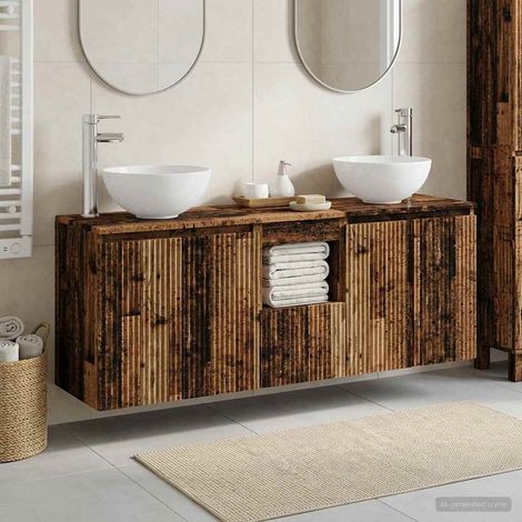 vidaXL Bathroom Cabinet Set 3 pcs Old Wood 129 x 41 x 80 cm (1/5)