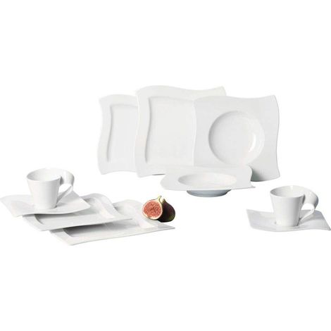 Villeroy & Boch NewWave Basic Servizio da Tavola, per 6 Persone, 30 Pezzi, Porcellana, Bianco (1/4)