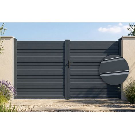 CALANCIA 3,5 m H. 180 cm Schwingtor, graues Aluminium