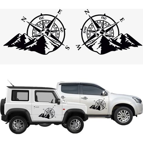 Pack de 2 Autocollants Rose des Vents 39x27 cm Résistant UV pour Camping Car Voiture Moto (1/5)