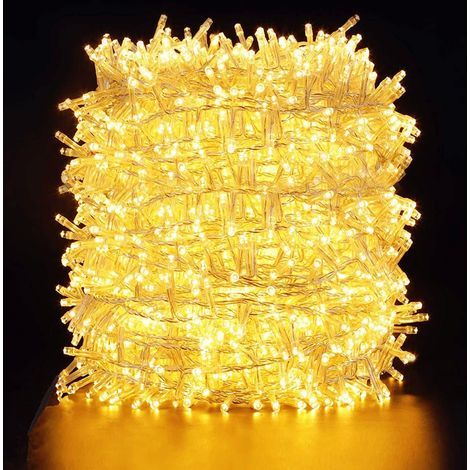 Extra Long 100m 500 LED String Lights, Quntis Outdoor Indoor Waterproof with 8 Modes, Plug-in Fairy Lights Warm White Clear Wire for Summer Tree Decoration (1/5)