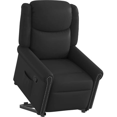 Sillón reclinable vertical de cuero sintético negro brillante vidaXL (1/5)