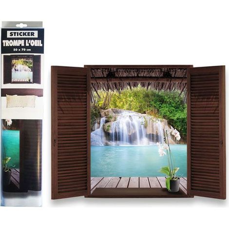 Autocollant Mural La cascade en Trompe lil