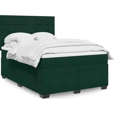 Boxspringbett mit Matratze Dunkelgrün 140x190 cm Samt (1/5)