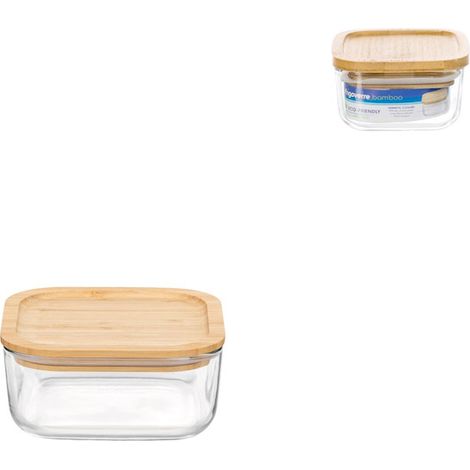 Contenitore Frigoverre quadrato tappo bamboo 10 x 10 cm bormioli