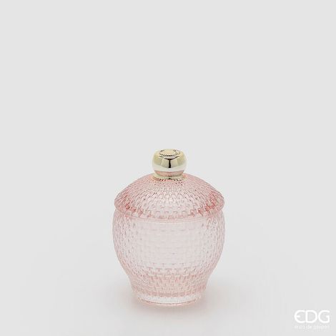 EDG Enzo De Gasperi Contenitore Decorativo Micro Quadretti Bombato H 11,5 Cm D 8,5 Cm Rosa