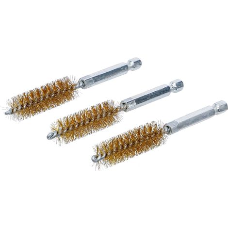 3 Pièces - Brosse En Laiton - Accessoire De Perceuse - Nettoyage Et Ébavurage Pour Cylindres Et Tuyaux - Compatible Perceuses Électriques Et Pneumatiques - Couleur Laiton - 14x6,3 Cm (1/4)