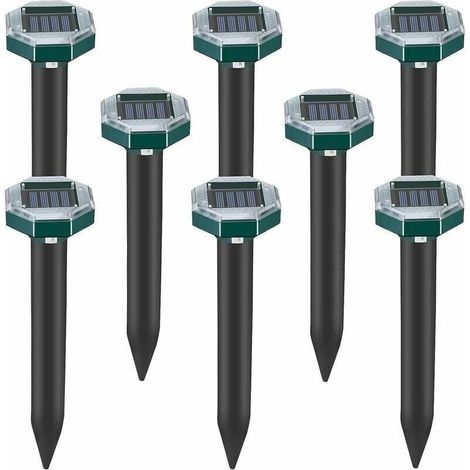 Lot de 8 pics repulsifs a ultrasons pour taupes, serpents et campagnols a energie solaire pour pelouse, jardin et cour, repulsif a sardines (1/5)