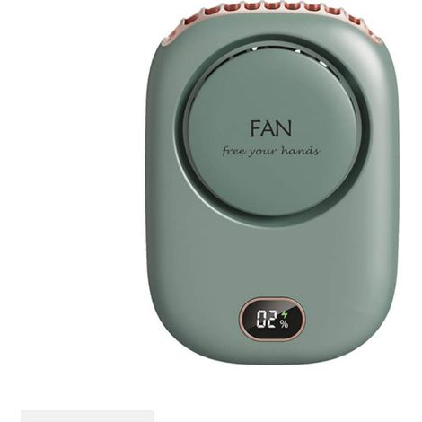 Ventilateur de cou suspendu rechargeable mains libres Mini ventilateur de bureau portable personnel (vert) (1/5)